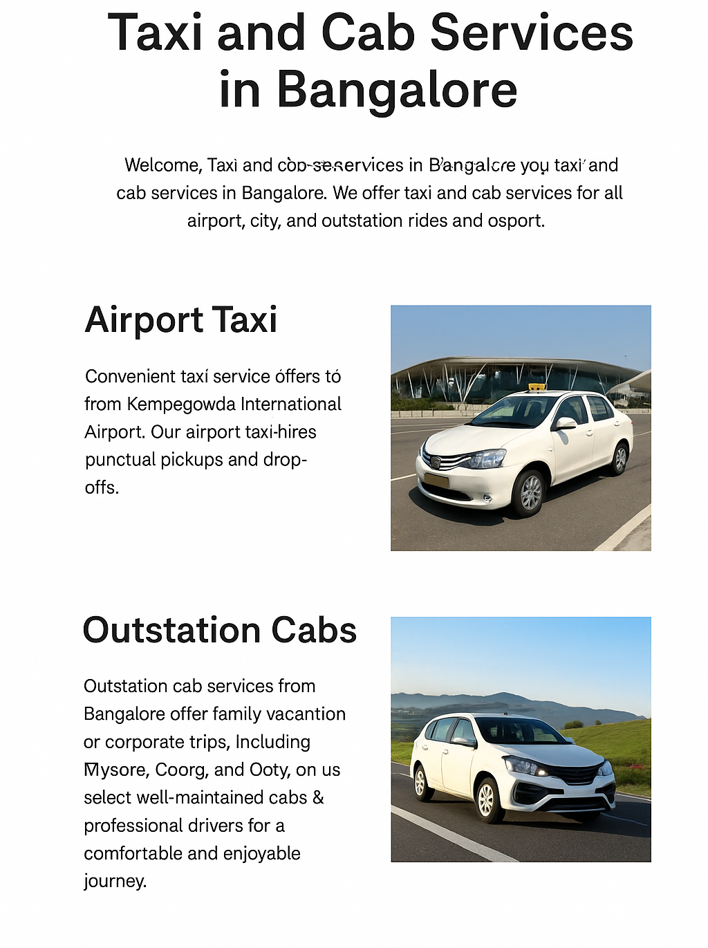 City cab booking in Bangalore by Sportours Travel Services for local travel