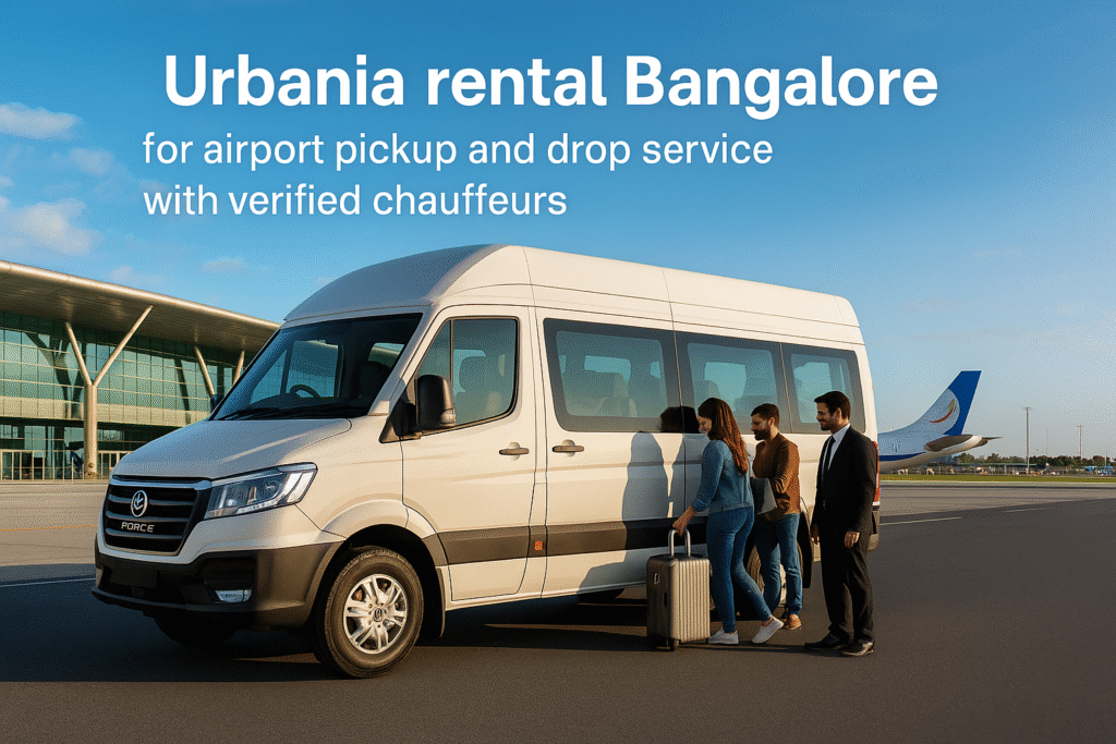 Urbania rental Bangalore for airport pickup and drop service with verified chauffeurs