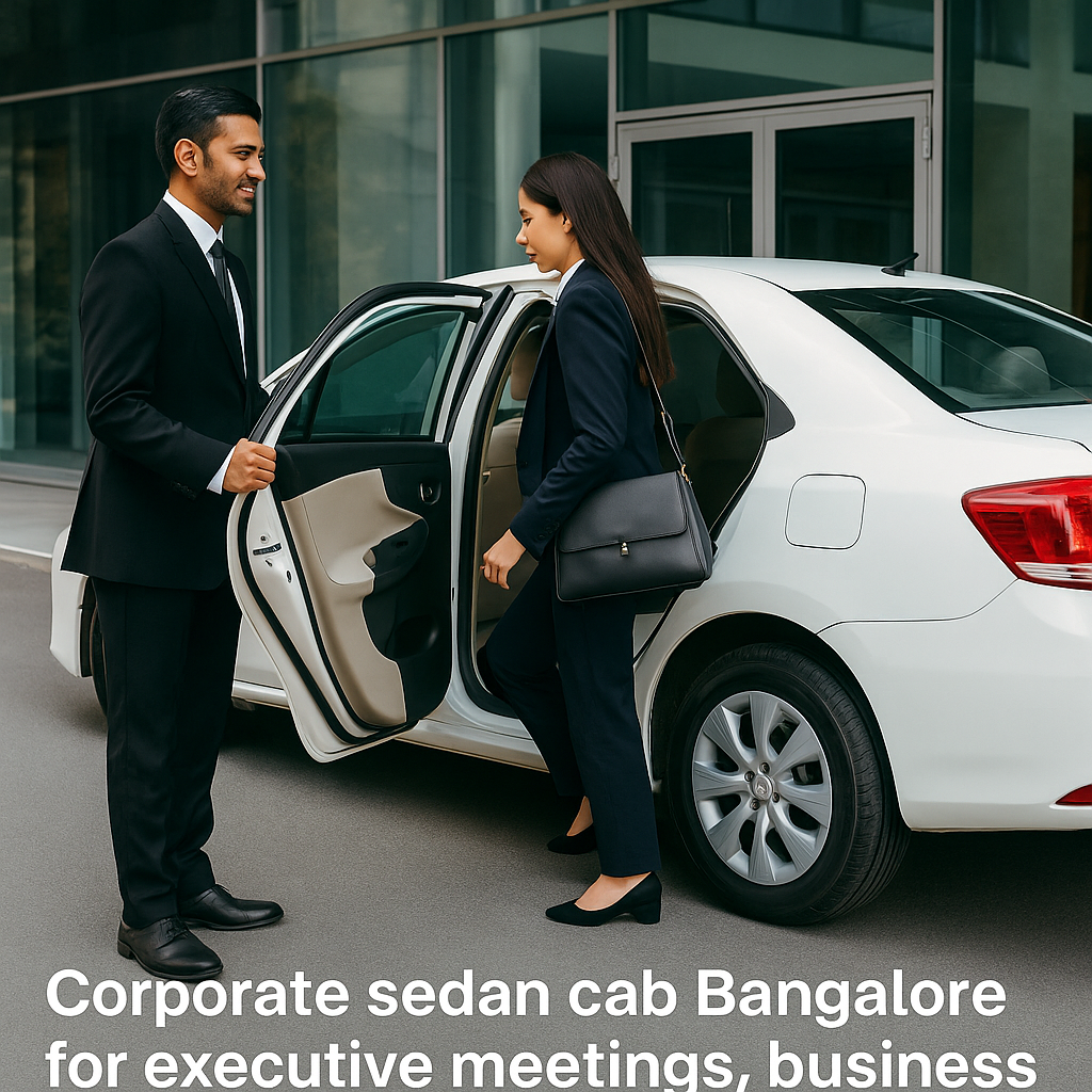 Corporate sedan cab Bangalore for executive meetings, business transfers, and client pickups