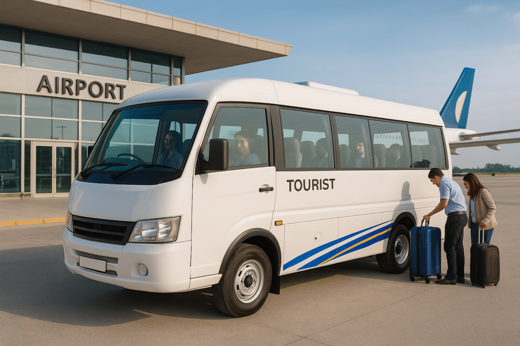 Airport tourist bus Bangalore for group pickups and drops at Kempegowda International Airport