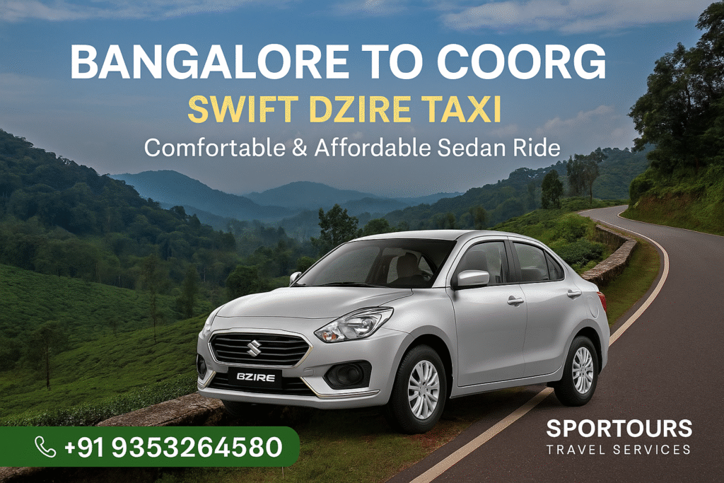 Bangalore to Coorg Swift Dzire