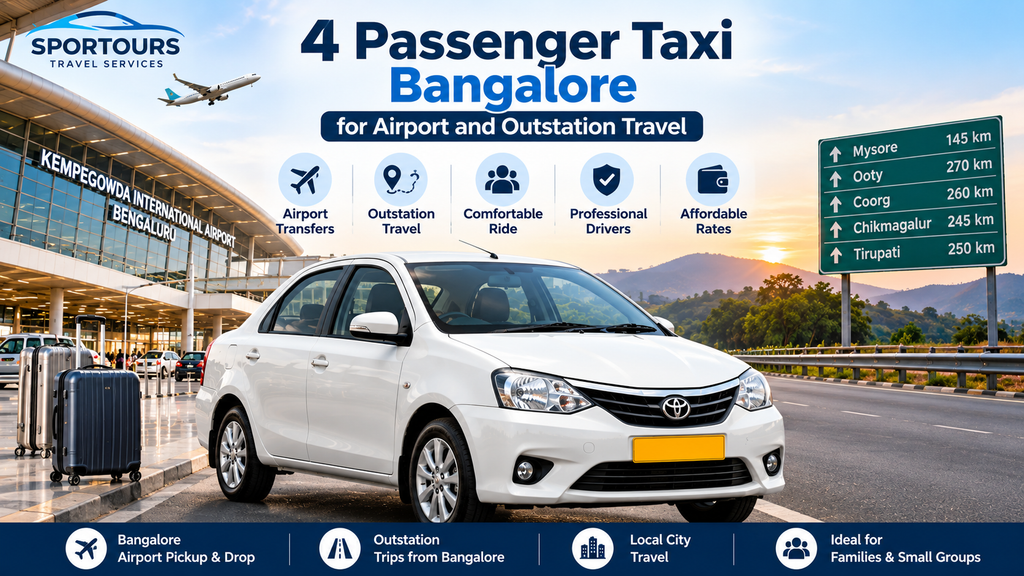 4 Passenger Taxi Bangalore for airport and outstation travel