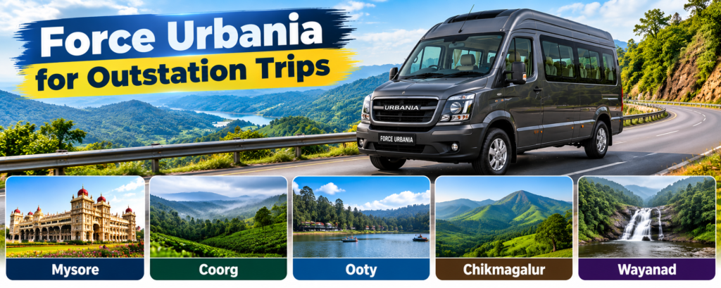 Urbania for Outstation Trips from Bangalore 16 Seater Urbania Hire Bangalore, 16 Seater Force Urbania, Urbania 16 Seater Booking Bangalore