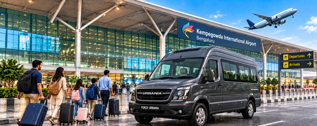 Force Urbania for Airport Transfers in Bangalore Force Urbania Bangalore; Force Urbania Rental Bangalore; Force Urbania Hire Bangalore; Urbania Booking Bangalore